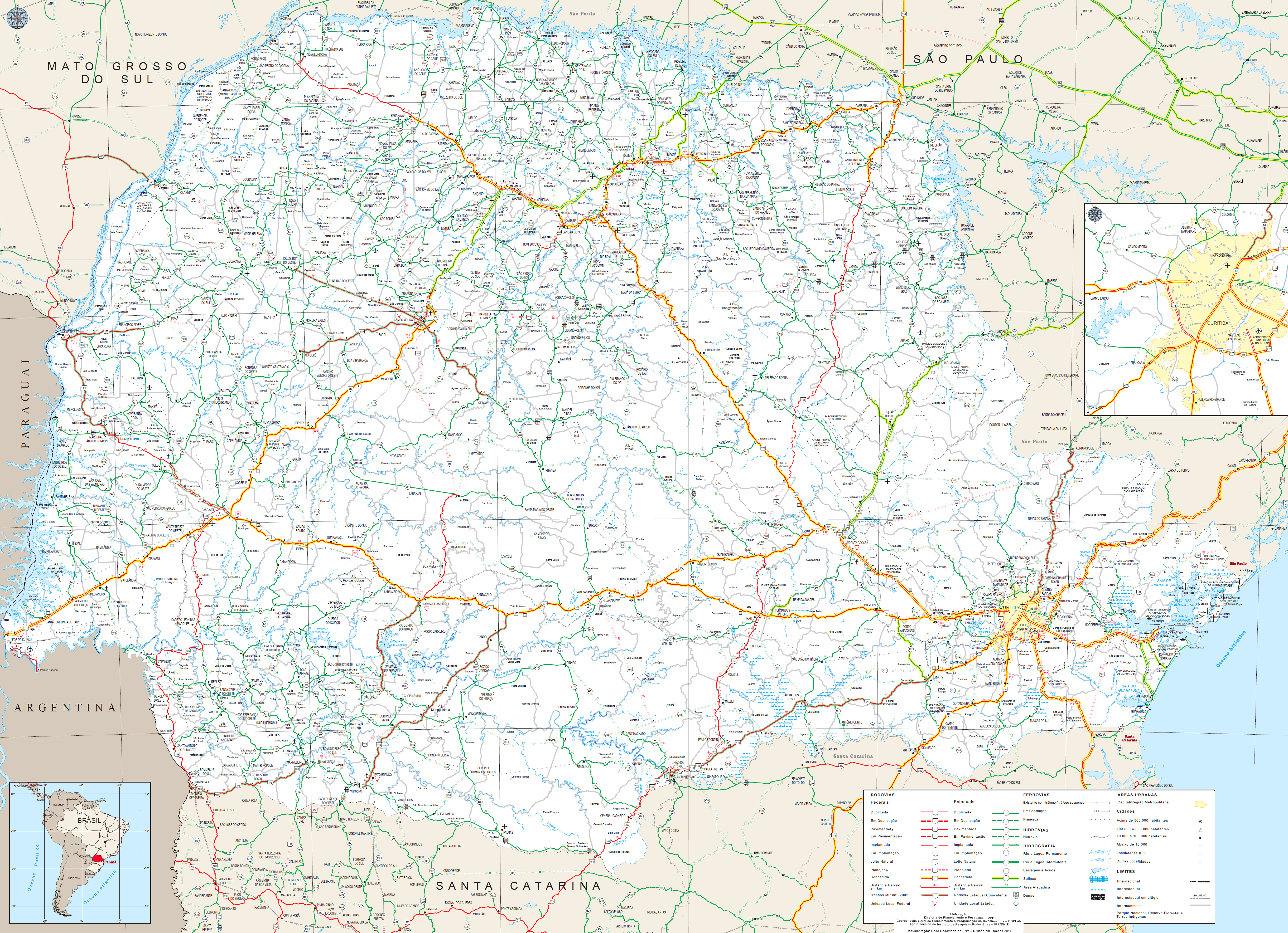 Mapa rodoviario PR
